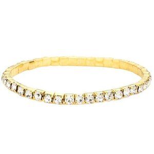 Crystal Rhinestone Bracelet Gold‎ Stretch 1-Row